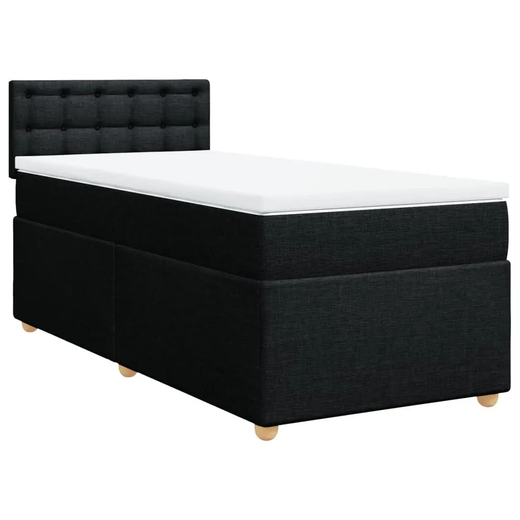 Box Spring Bed with Pocket Spring Mattress LED Lights Black King Single Fabric