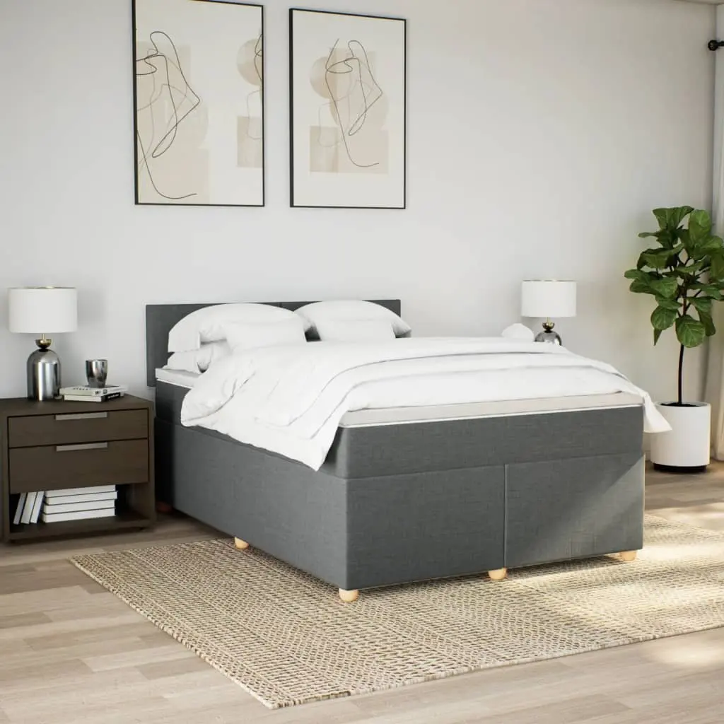 Pocket Sprung Mattress Queen Bed Grey Fabric with LED Lights