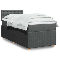 Comfortable Grey Box Spring Bed with Pocket Spring Mattress