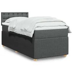 Comfortable Grey Box Spring Bed with Pocket Spring Mattress