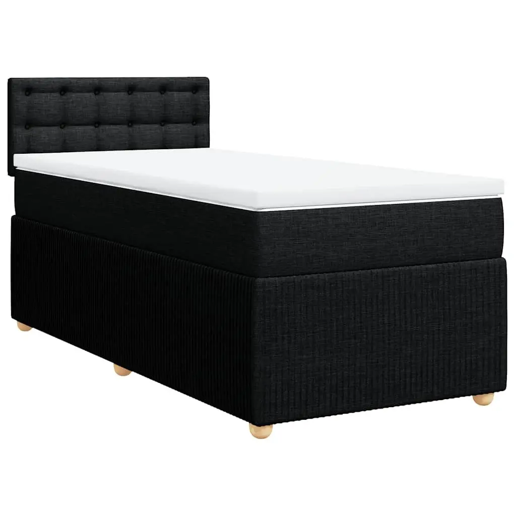 Pocket Spring Mattress Box Spring Bed King Single Dark Grey Fabric with LED Lights