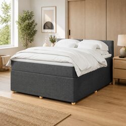 Comfortable Double Box Spring Bed with Pocket Mattress and LEDs