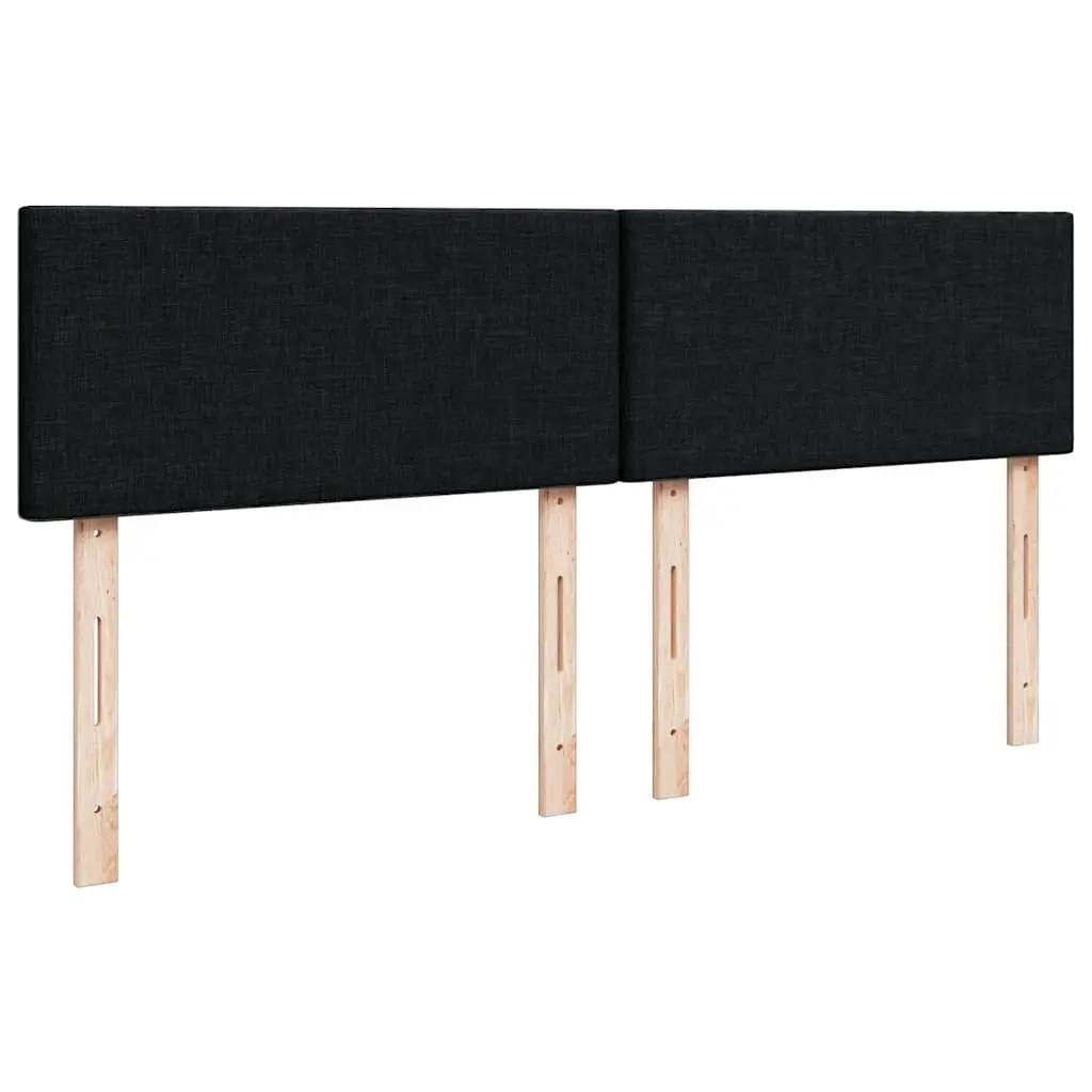 Double Box Spring Bed with Mattress and Topper Black Fabric Double Bed Frame with LED Lights
