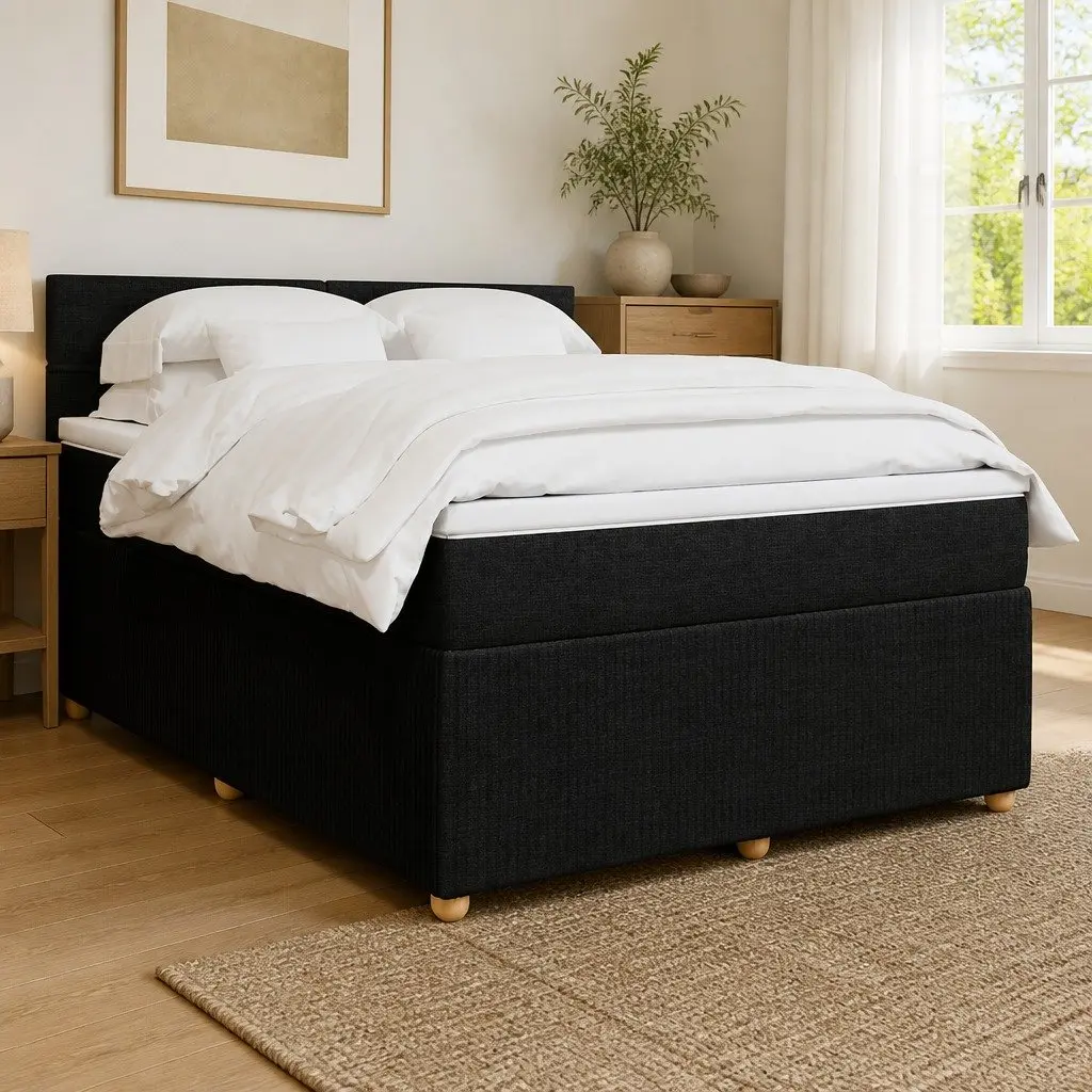 Box Spring Bed Pocket Mattress Dark Grey