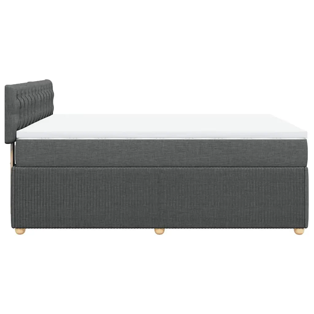 Queen Box Spring Bed Pocket Spring Mattress LED Lights Grey Fabric