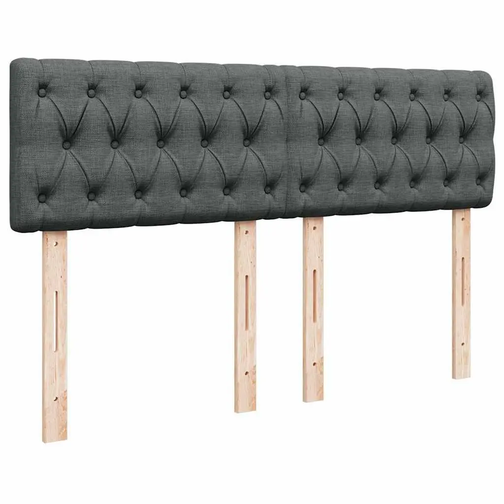 Queen Box Spring Bed Pocket Spring Mattress LED Lights Grey Fabric