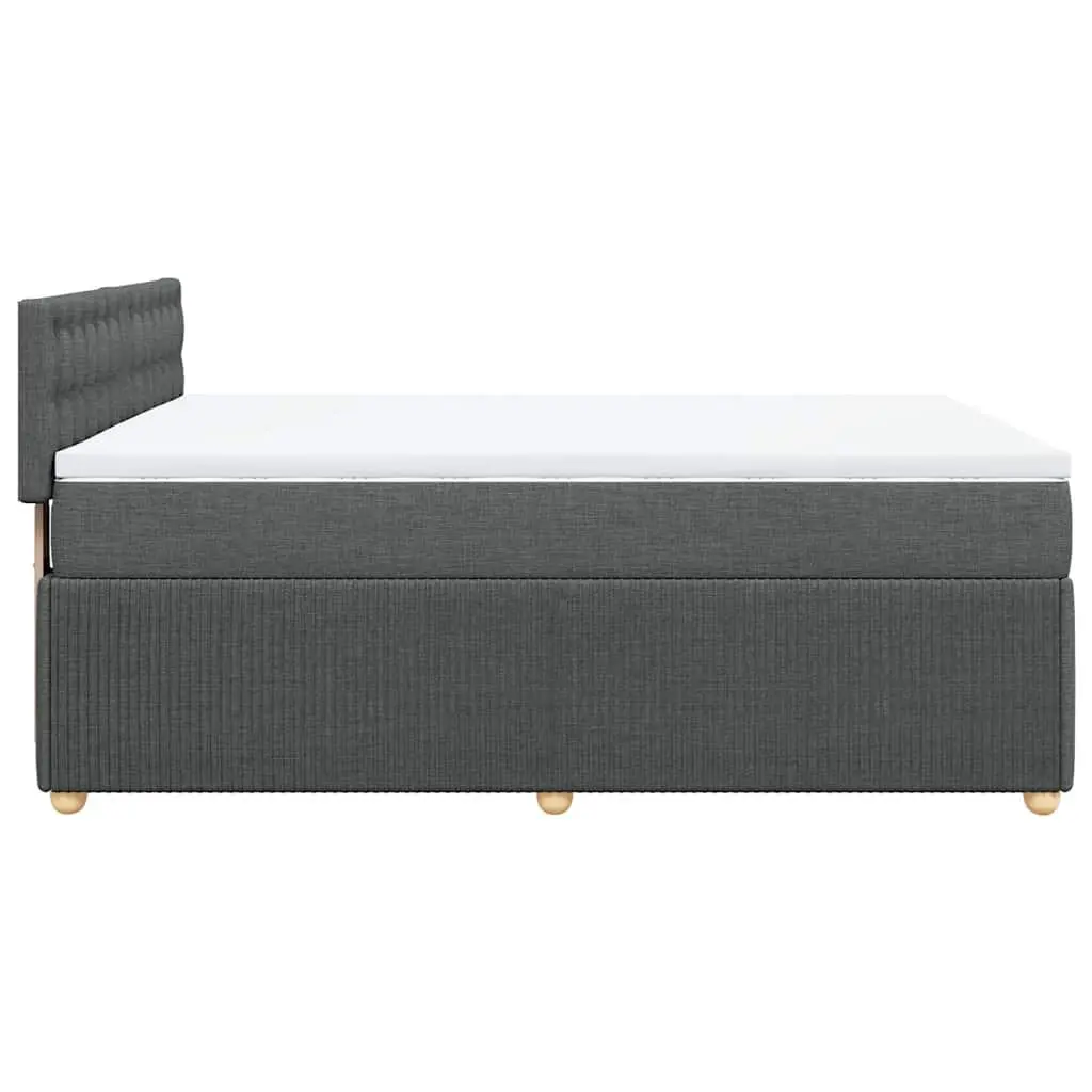 Queen Box Spring Bed with Pocket Spring Mattress LED Light Grey Fabric Frame