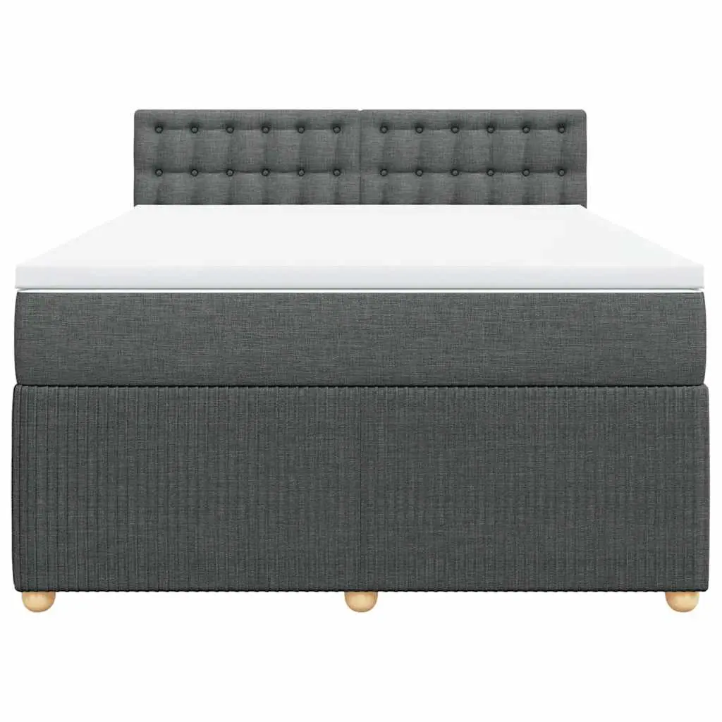 Queen Box Spring Bed with Pocket Spring Mattress LED Light Grey Fabric Frame