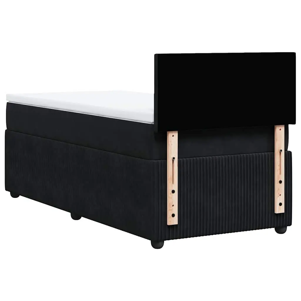 Box Spring Bed with Pocket Spring Mattress LED Lights King Single Grey Velvet