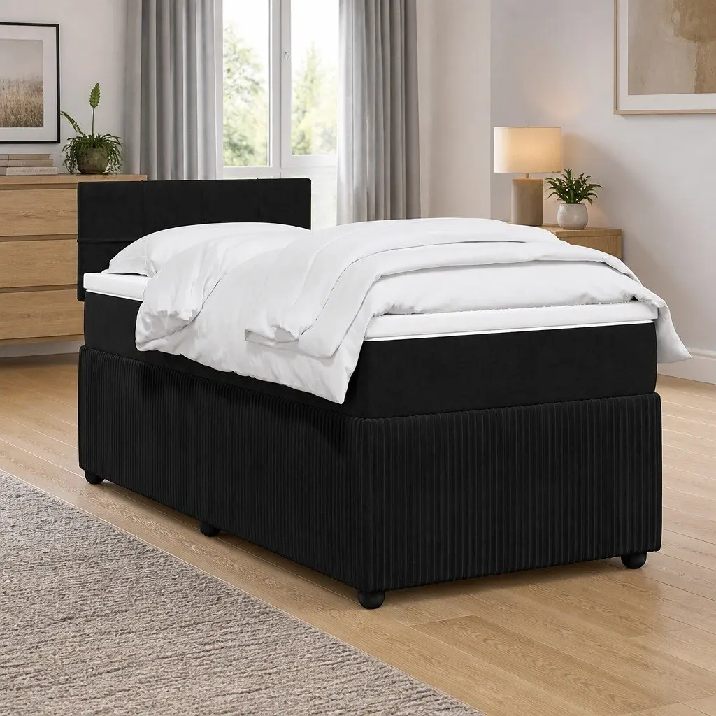 Box Spring Bed Pocket Spring Mattress King Single Velvet Grey