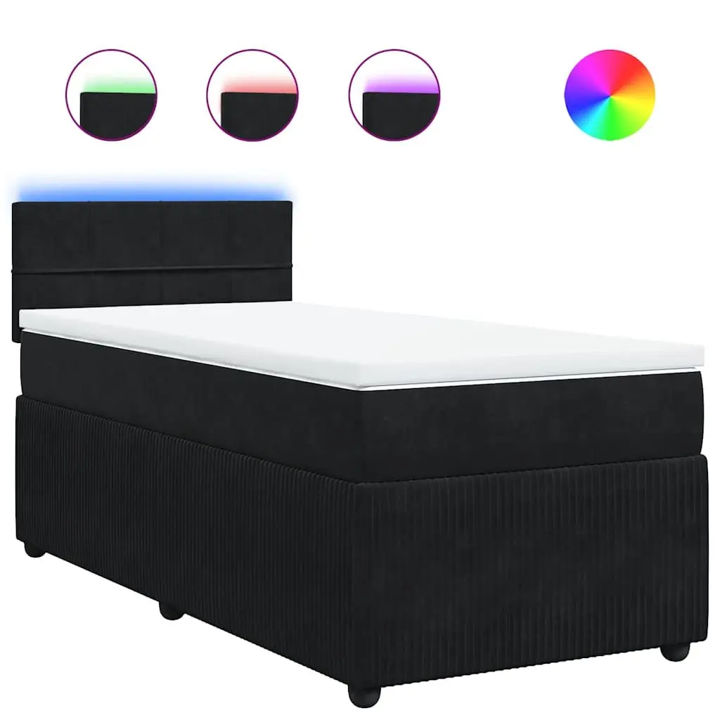 Box Spring Bed Pocket Spring Mattress King Single Velvet Grey
