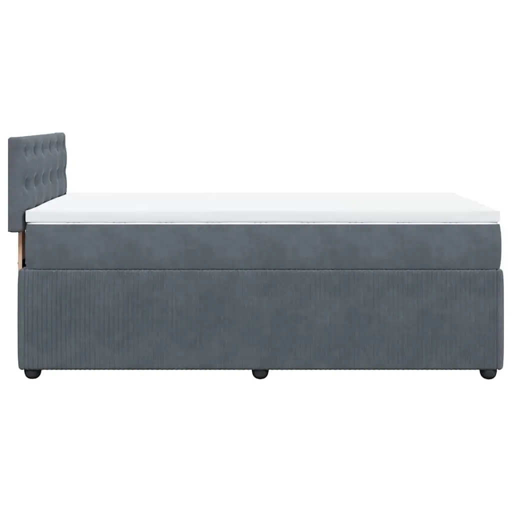 King Single Box Spring Bed with Pocket Spring Mattress LED Lights Grey Velvet