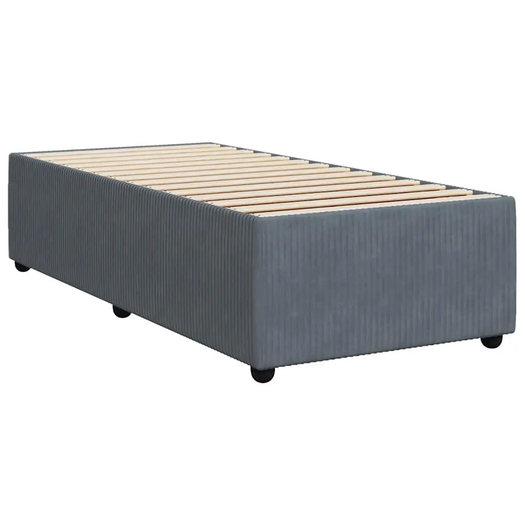King Single Box Spring Bed with Pocket Spring Mattress LED Lights Grey Velvet