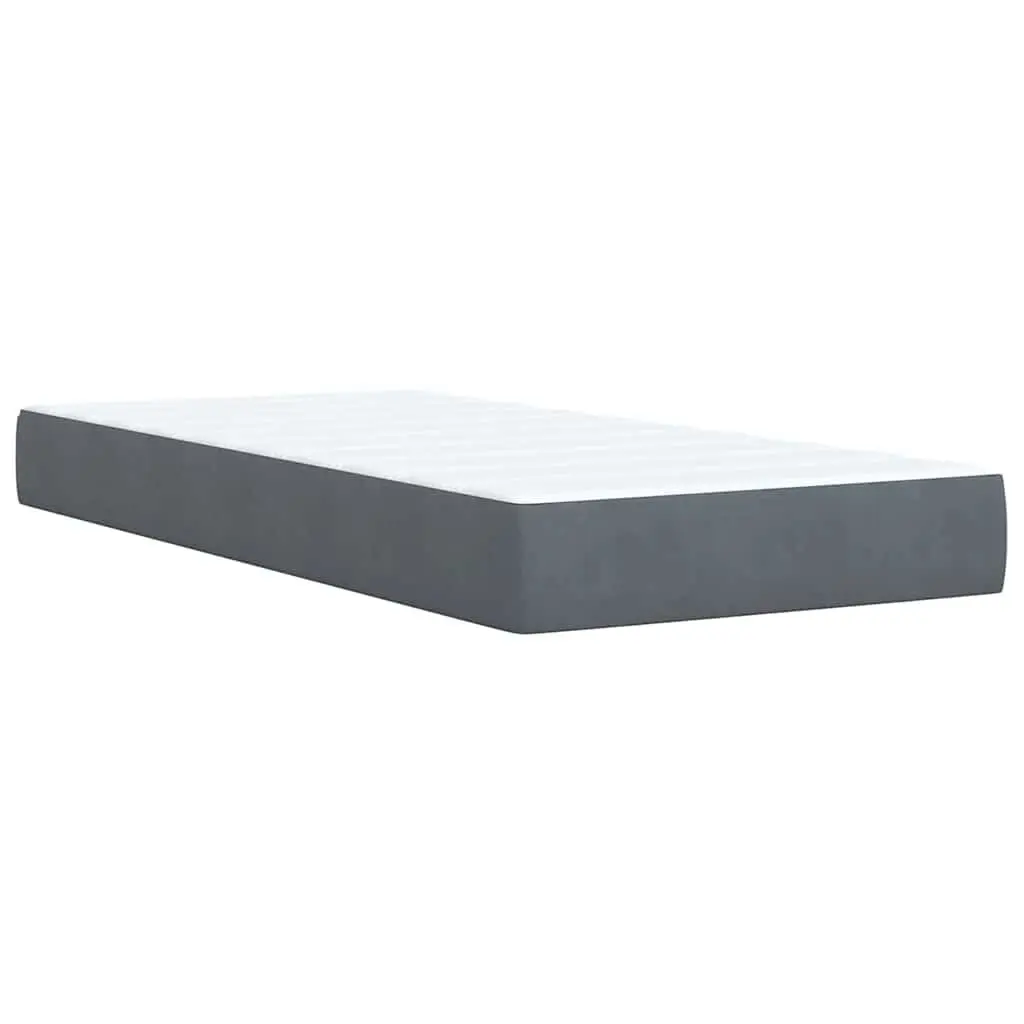 King Single Box Spring Bed with Pocket Spring Mattress LED Lights Grey Velvet
