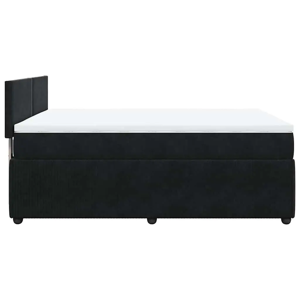 Grey Velvet Bed with Pocket Spring Mattress LED Lighting Double Box Spring