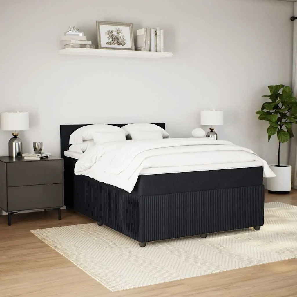 Grey Velvet Bed with Pocket Spring Mattress LED Lighting Double Box Spring