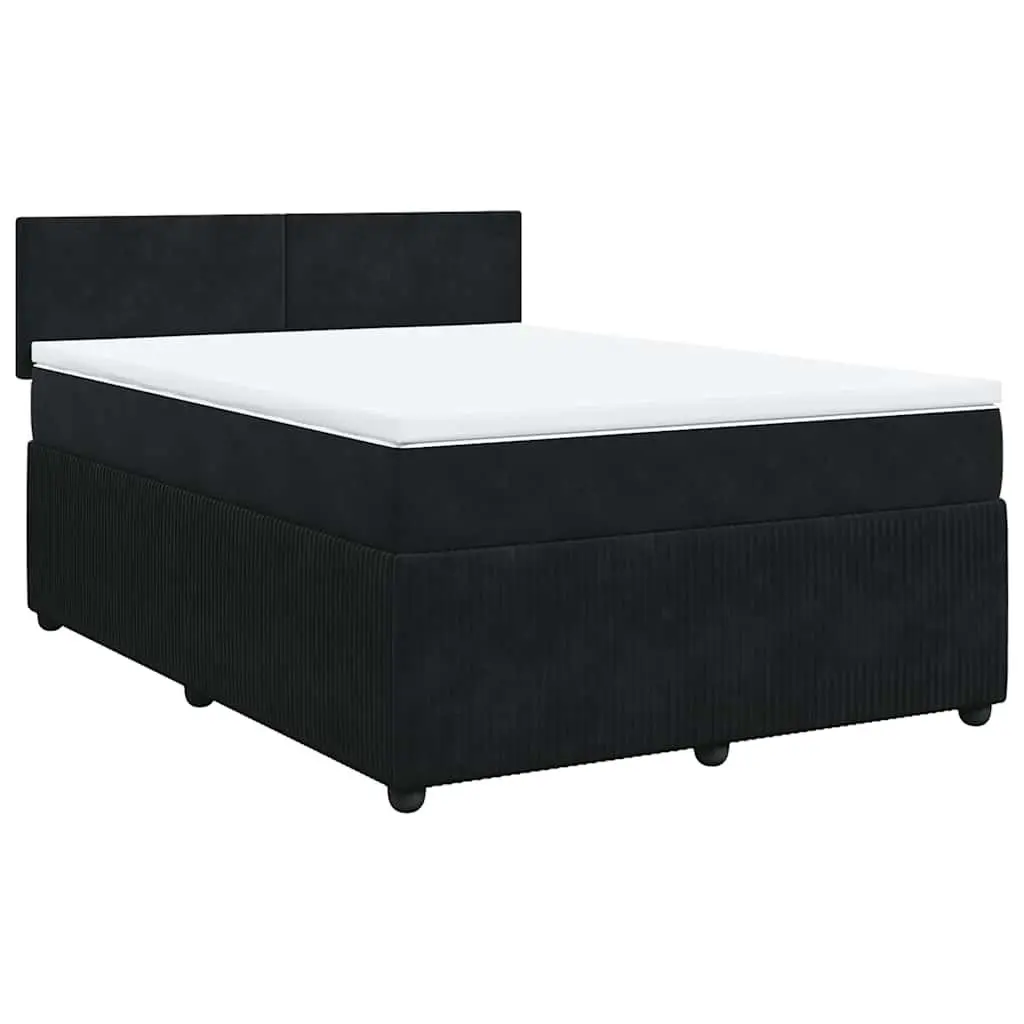 Grey Velvet Bed with Pocket Spring Mattress LED Lighting Double Box Spring