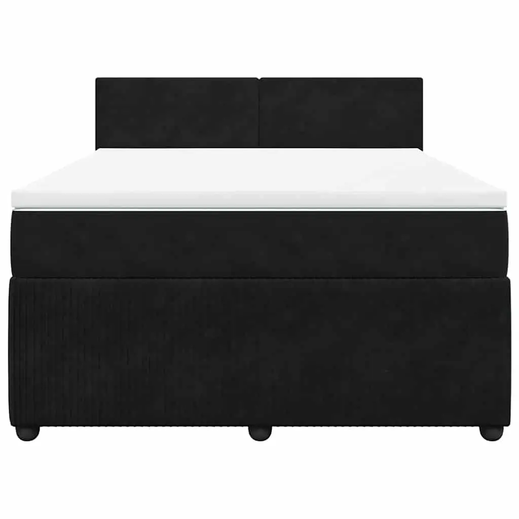 Grey Velvet Bed with Pocket Spring Mattress LED Lighting Double Box Spring