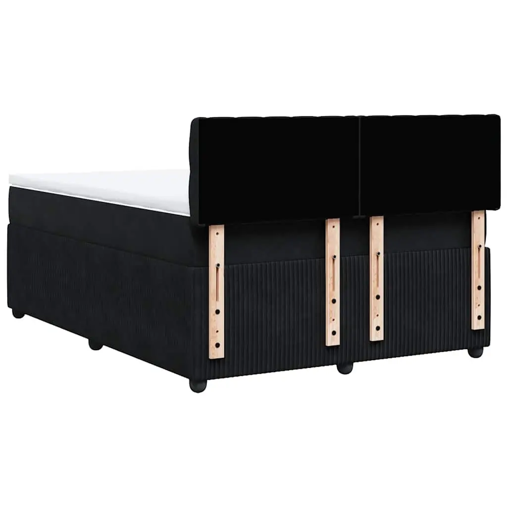 Box Spring Bed Pocket Mattress Velvet Grey Double with LED Lights
