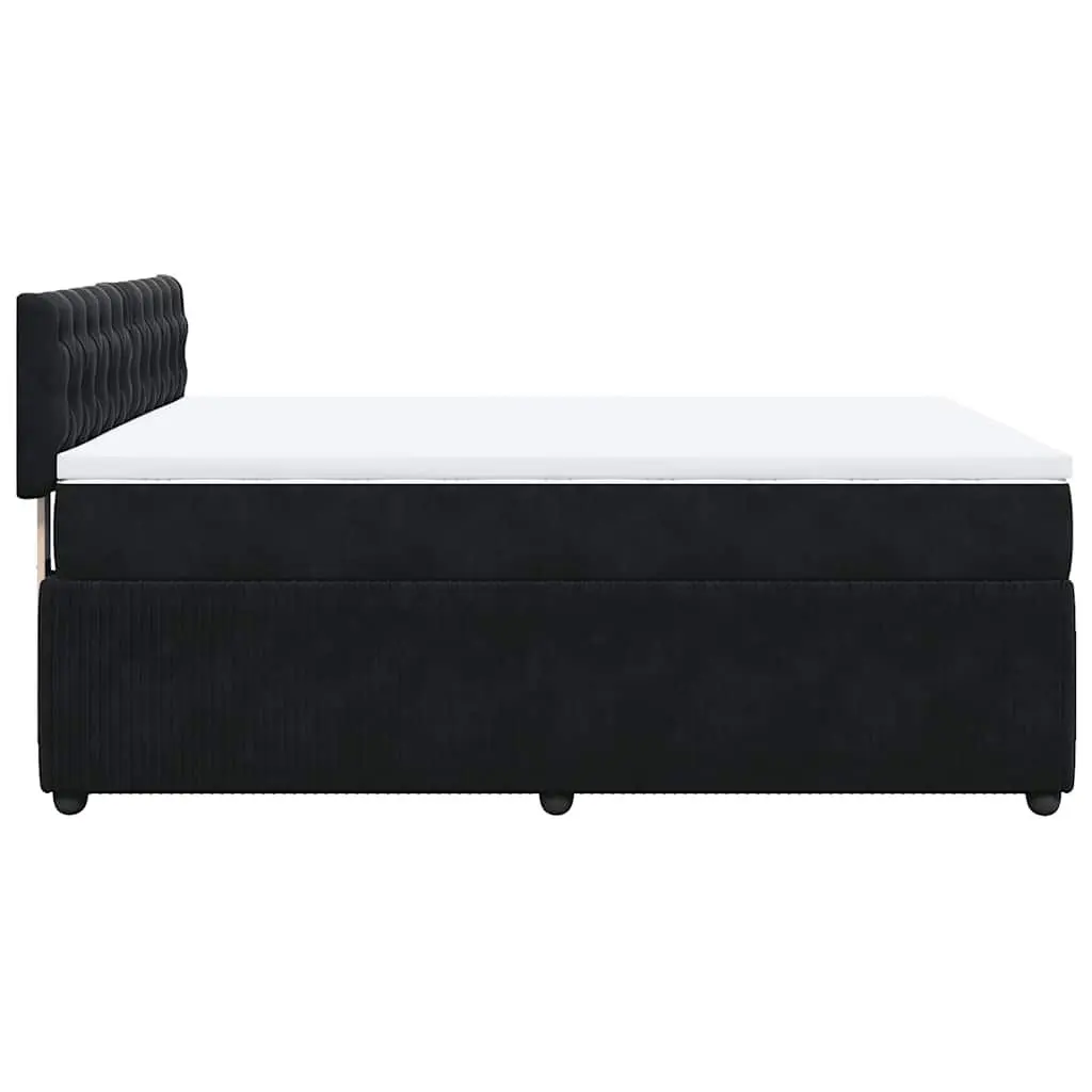 Box Spring Bed Pocket Mattress Velvet Grey Double with LED Lights