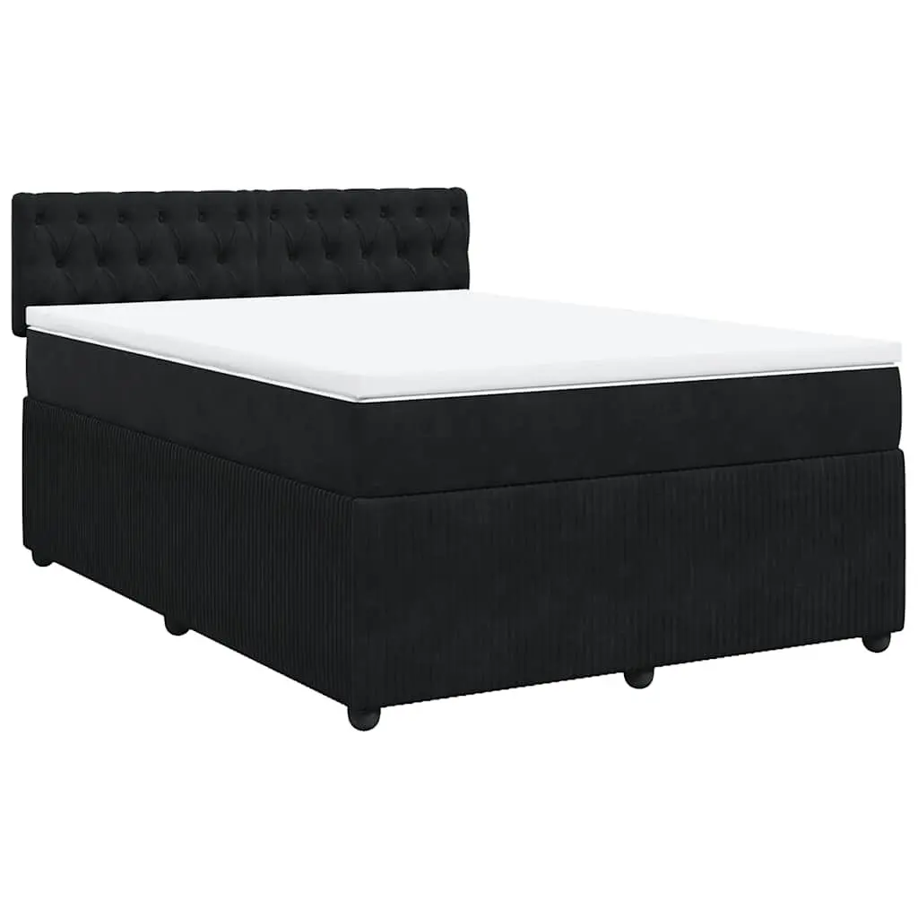 Box Spring Bed Pocket Mattress Velvet Grey Double with LED Lights