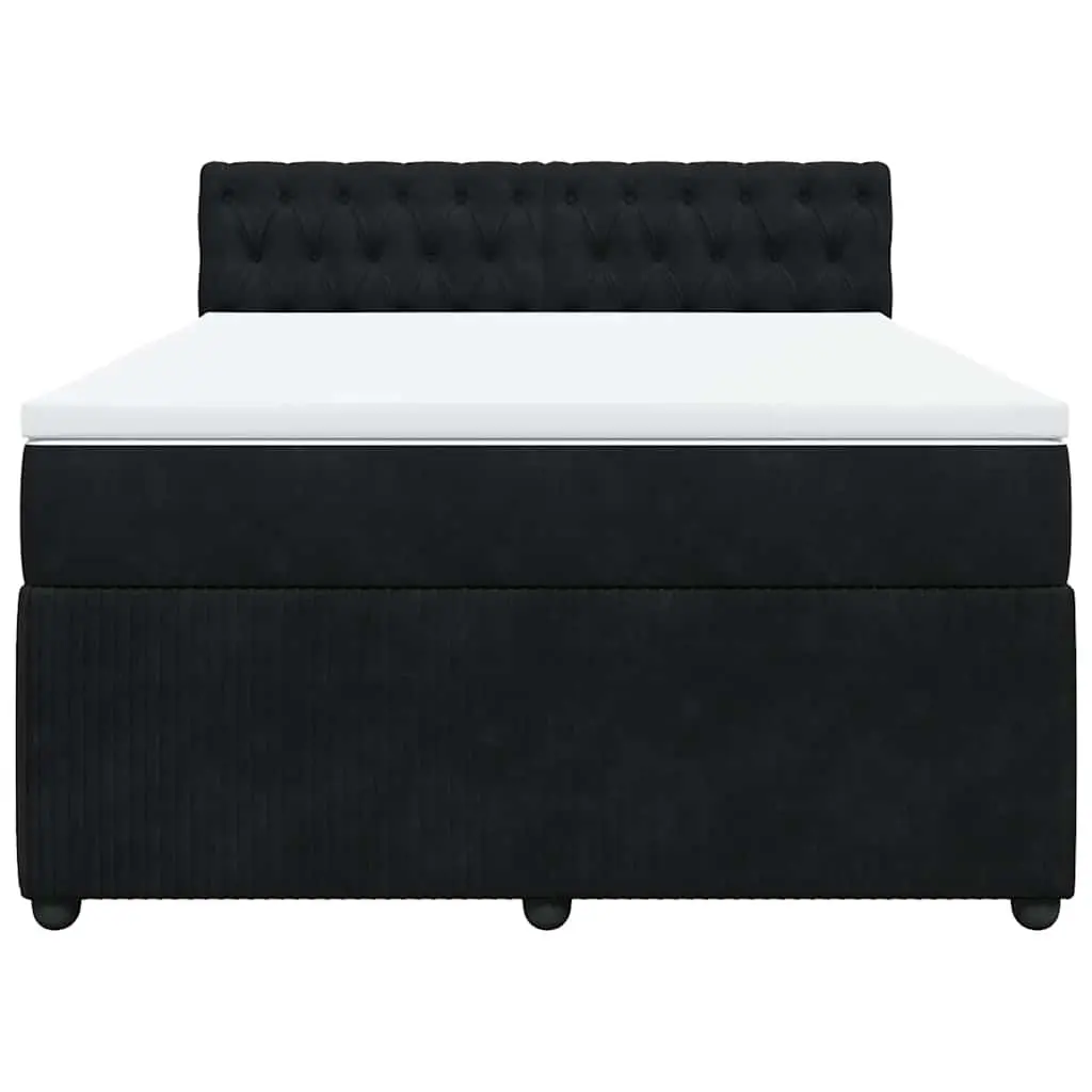 Box Spring Bed Pocket Mattress Velvet Grey Double with LED Lights