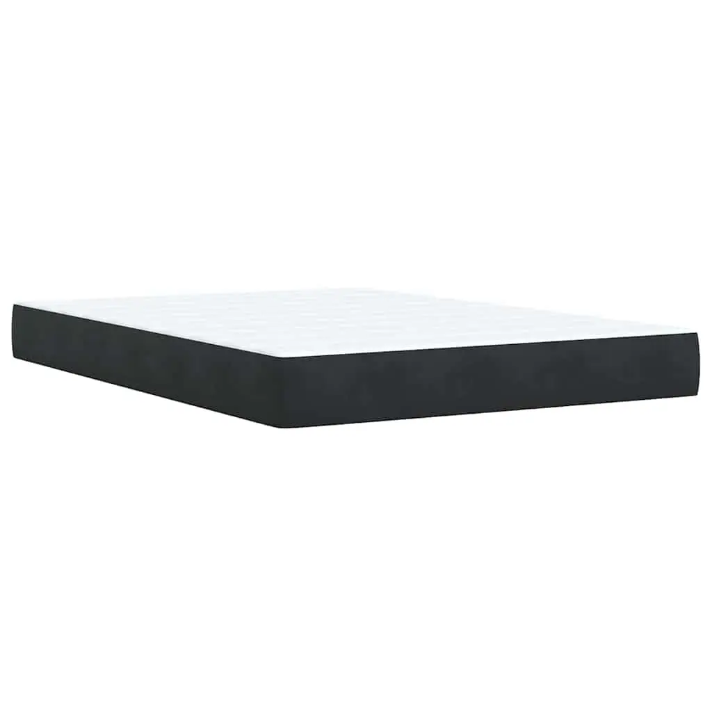 Box Spring Bed Pocket Mattress Velvet Grey Double with LED Lights