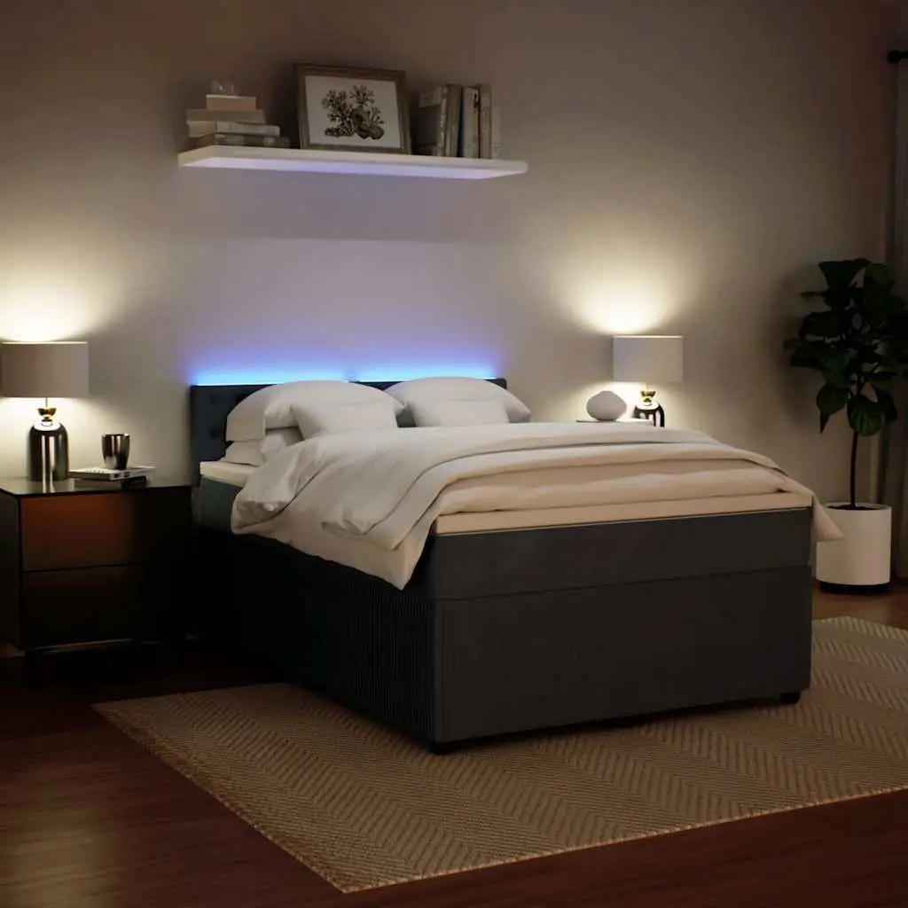 Grey Velvet Box Spring Bed