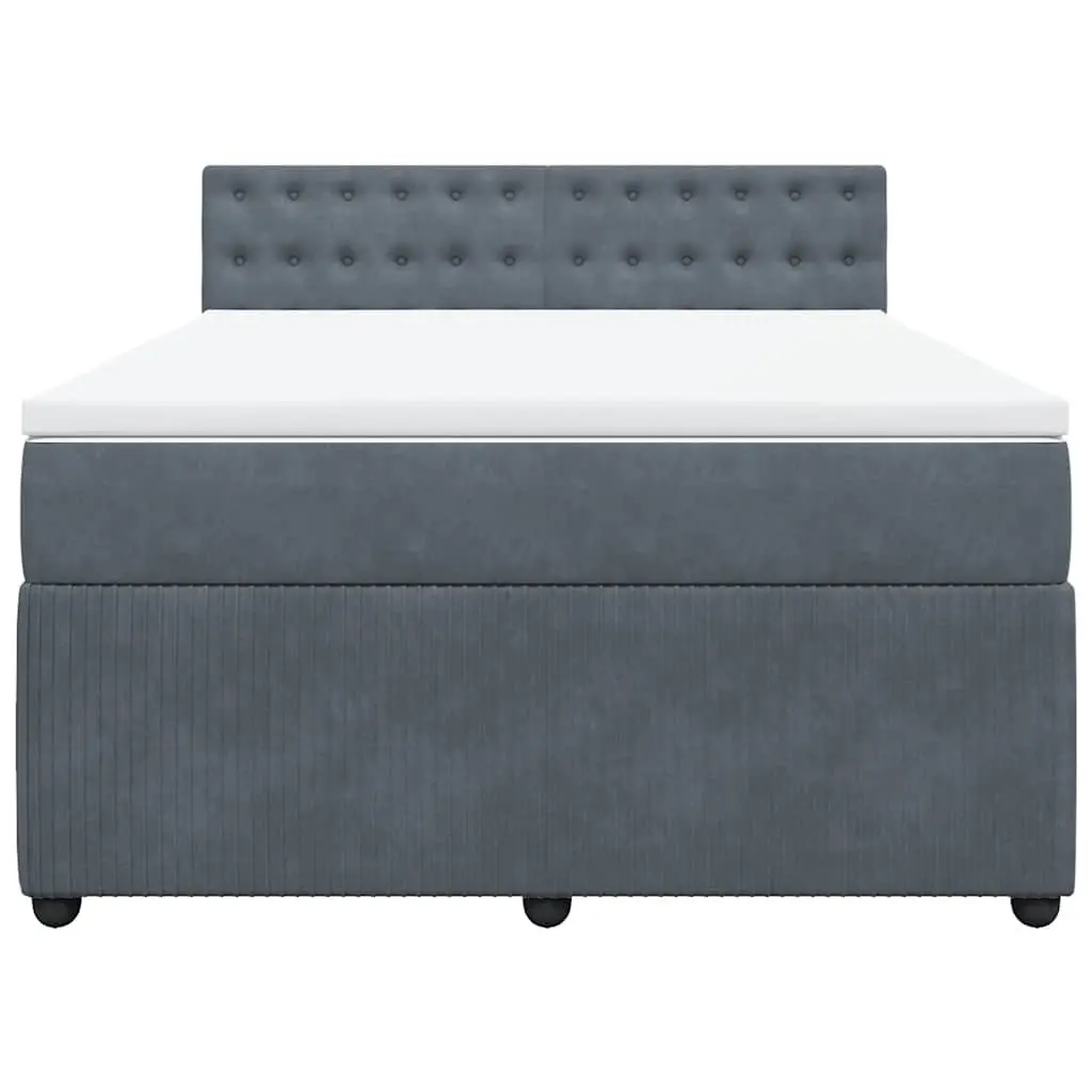 Grey Velvet Box Spring Bed