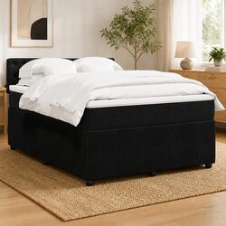 Comfortable Velvet Box Spring Bed with LED Ambiance