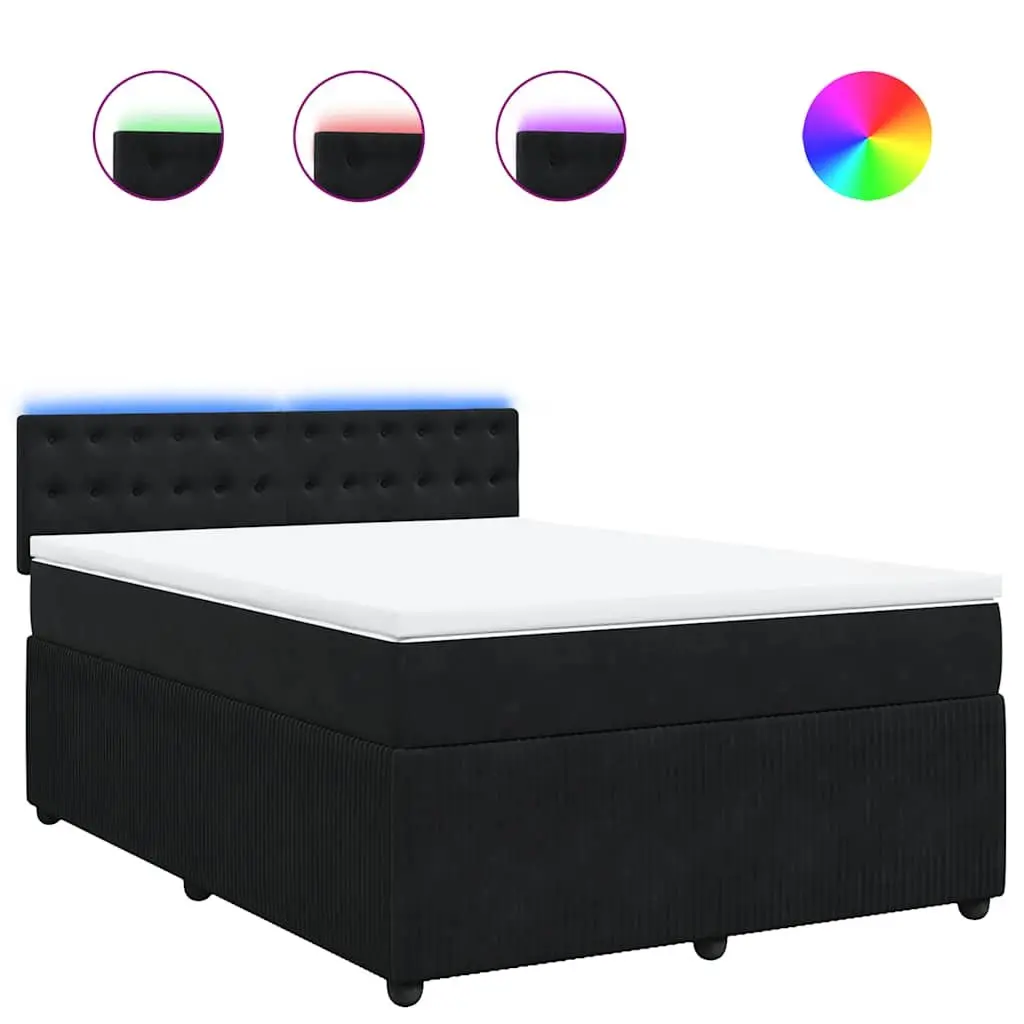 Velvet Box Spring Bed with LED Ambiance