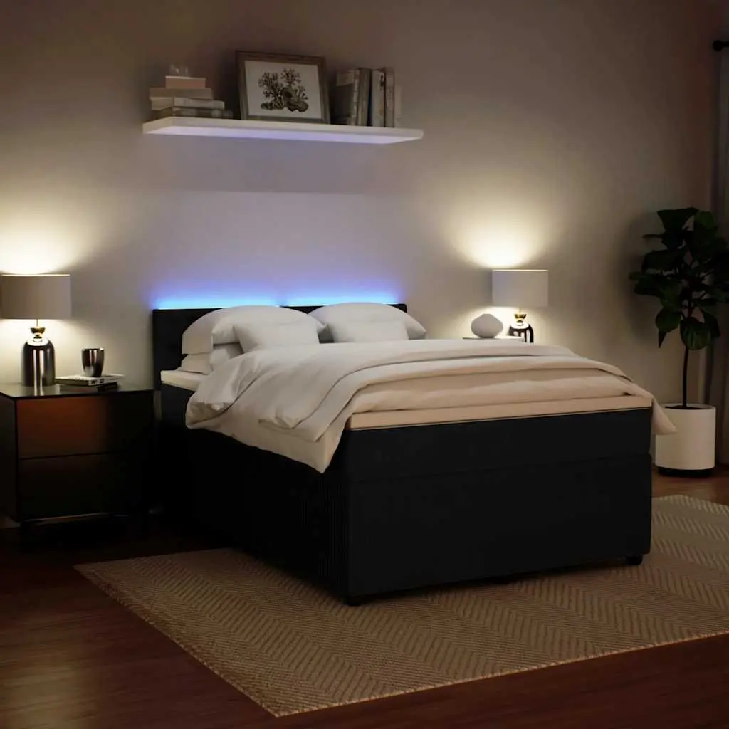 Velvet Box Spring Bed with LED Ambiance