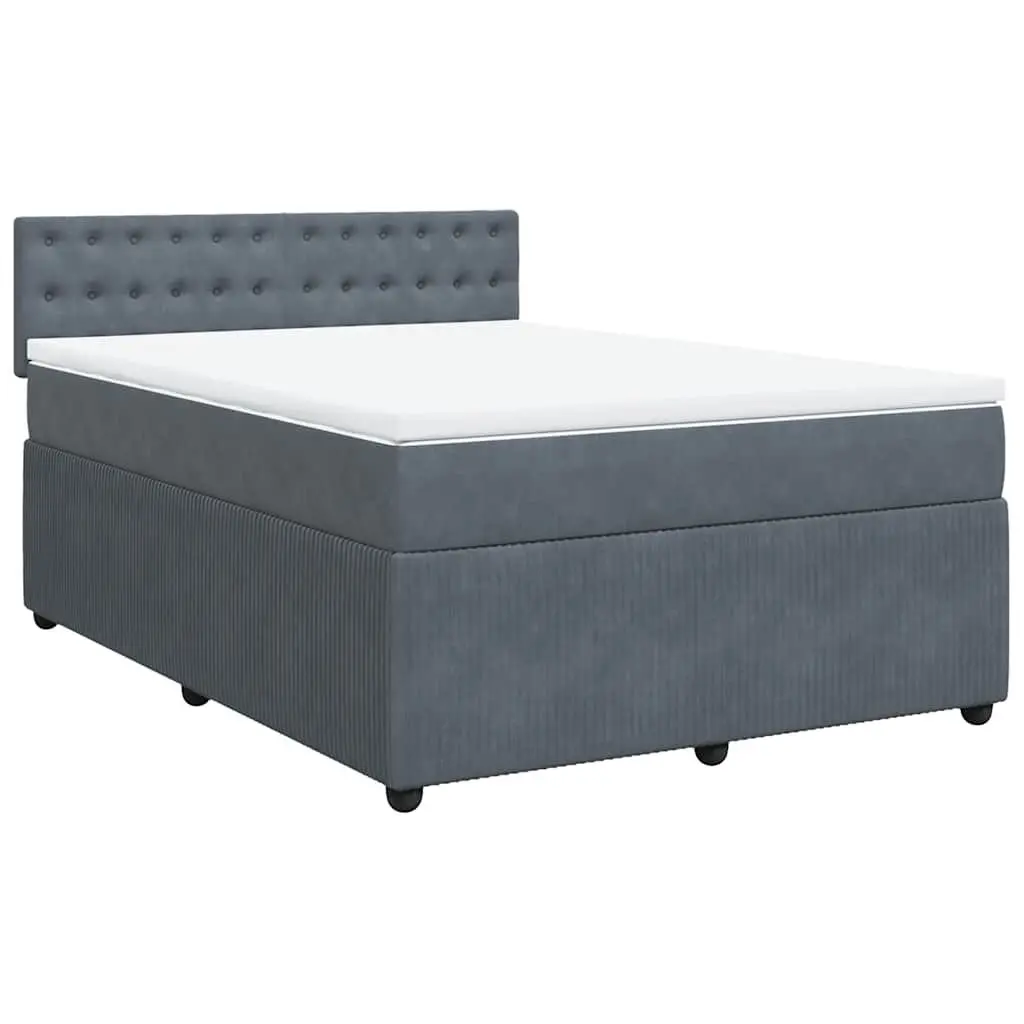 Queen Box Spring Bed with Mattress and LED Lights