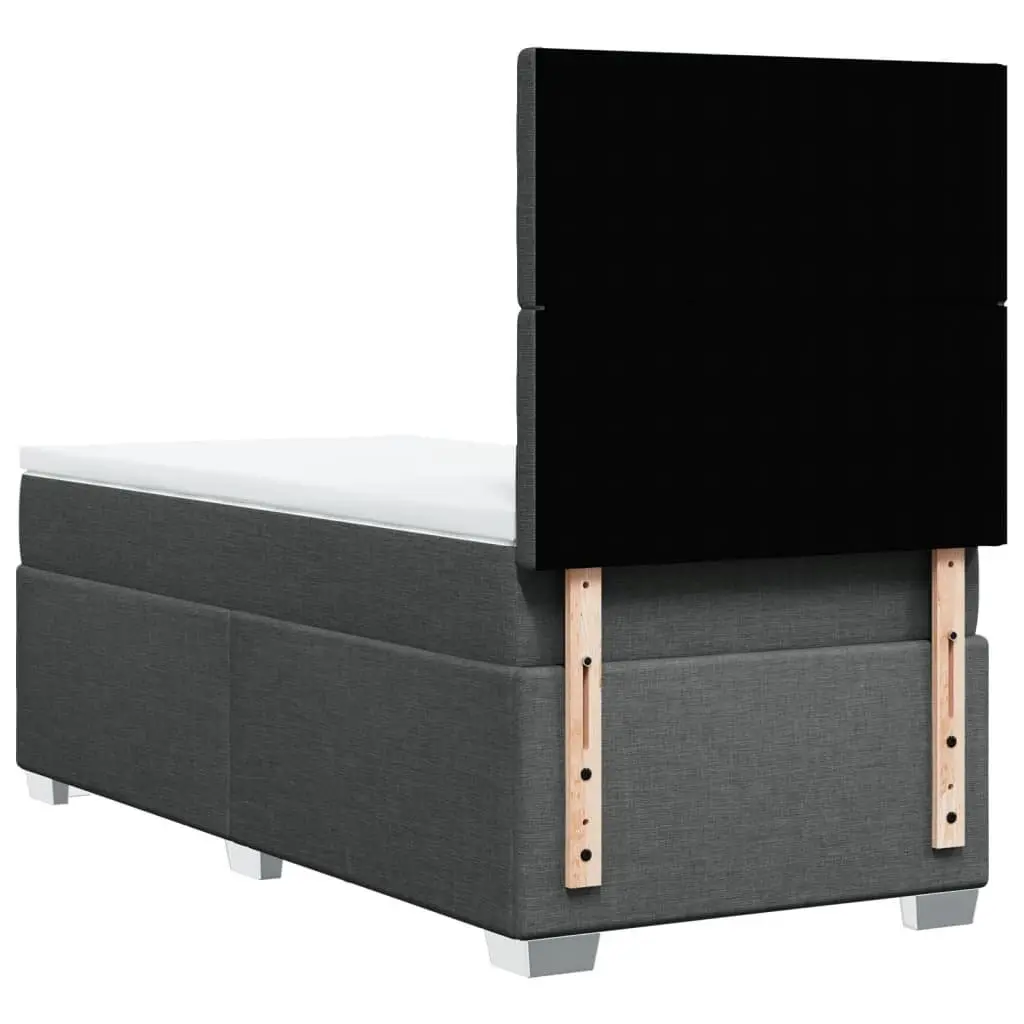 King Single Box Spring Bed with Pocket Mattress Height Adjustable Headboard Grey