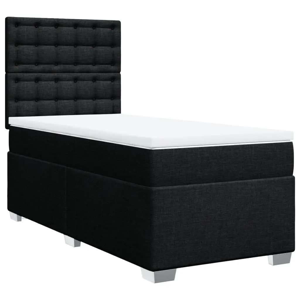 Box Spring Bed Pocket Mattress King Single Height-Adjustable Headboard Black