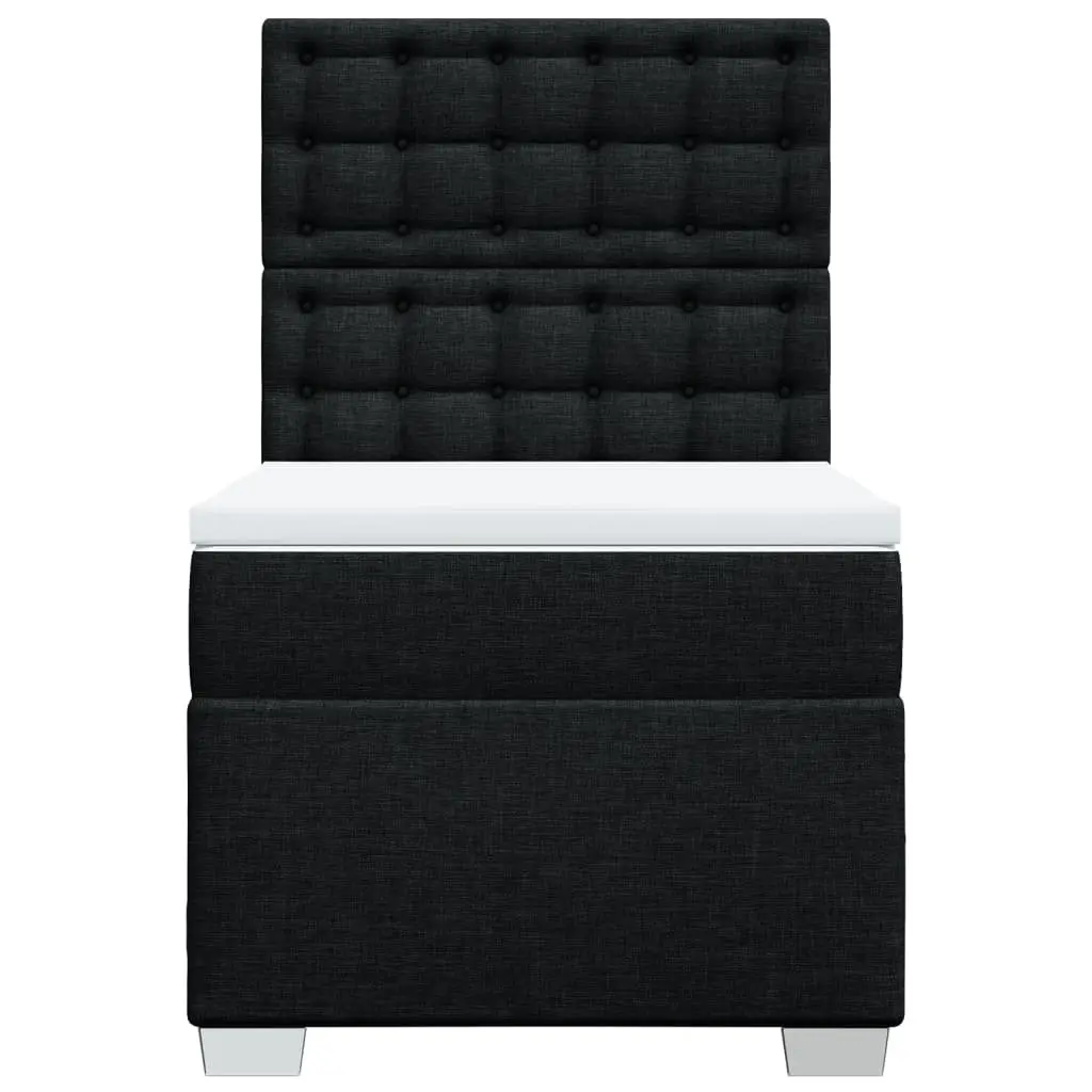 Box Spring Bed Pocket Mattress King Single Height-Adjustable Headboard Black