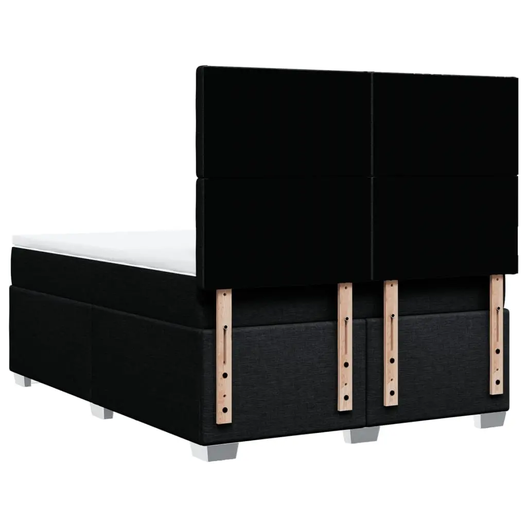 Double Box Spring Bed with Pocket Spring Mattress Black Fabric Adjustable
