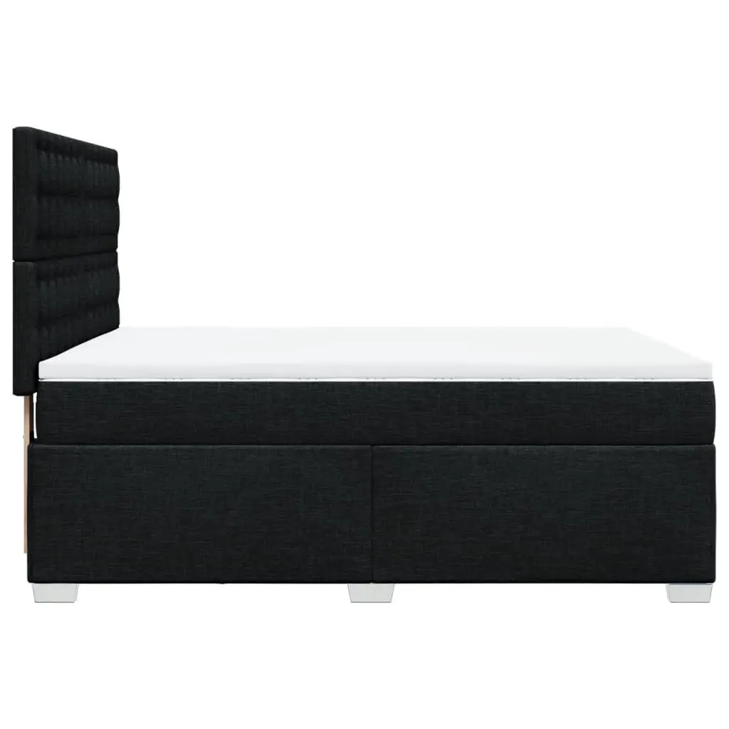 Double Box Spring Bed with Pocket Spring Mattress Black Fabric Adjustable