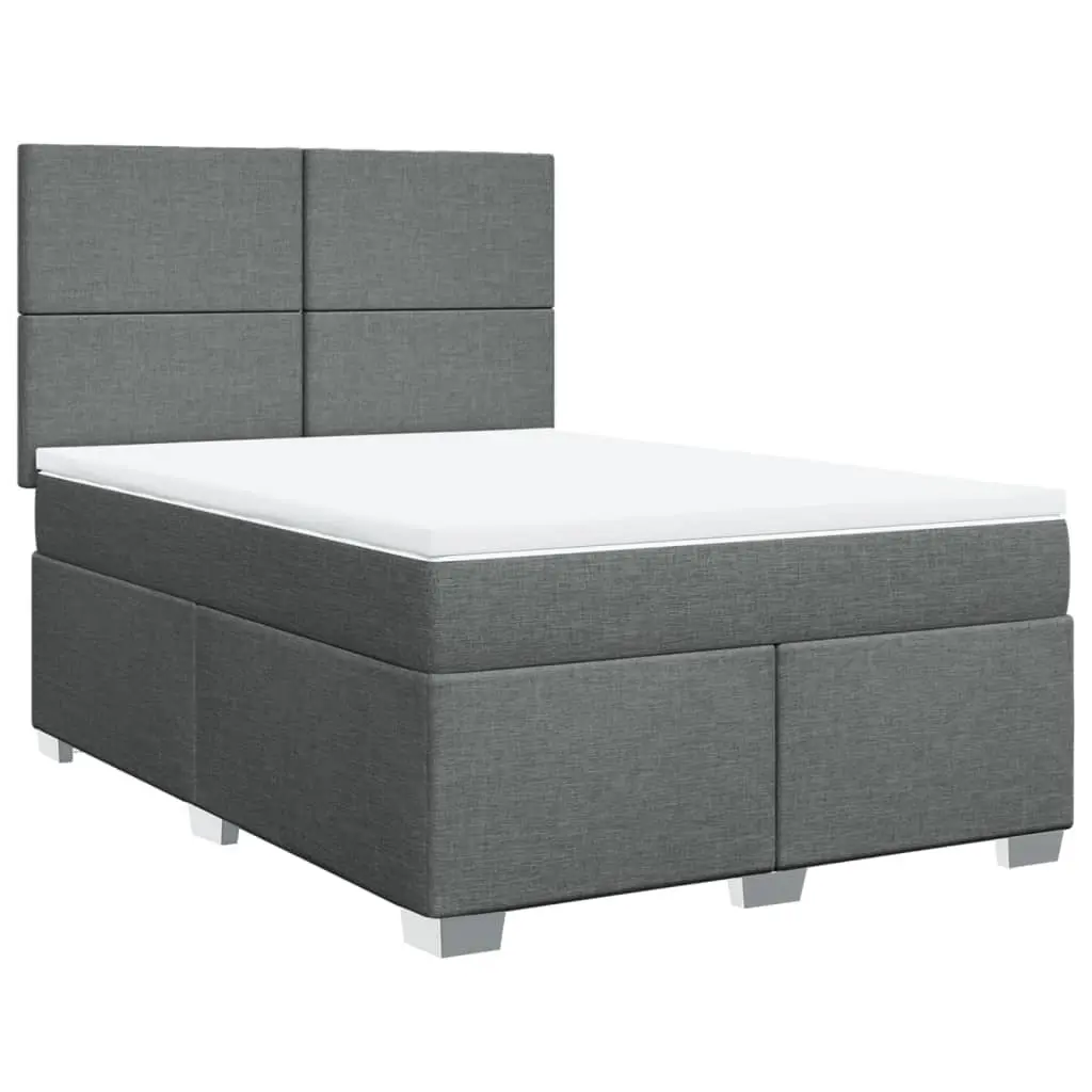Queen Bed with Pocket Spring Mattress Adjustable Height Headboard Dark Grey