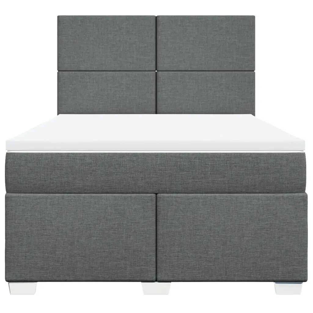 Queen Bed with Pocket Spring Mattress Adjustable Height Headboard Dark Grey