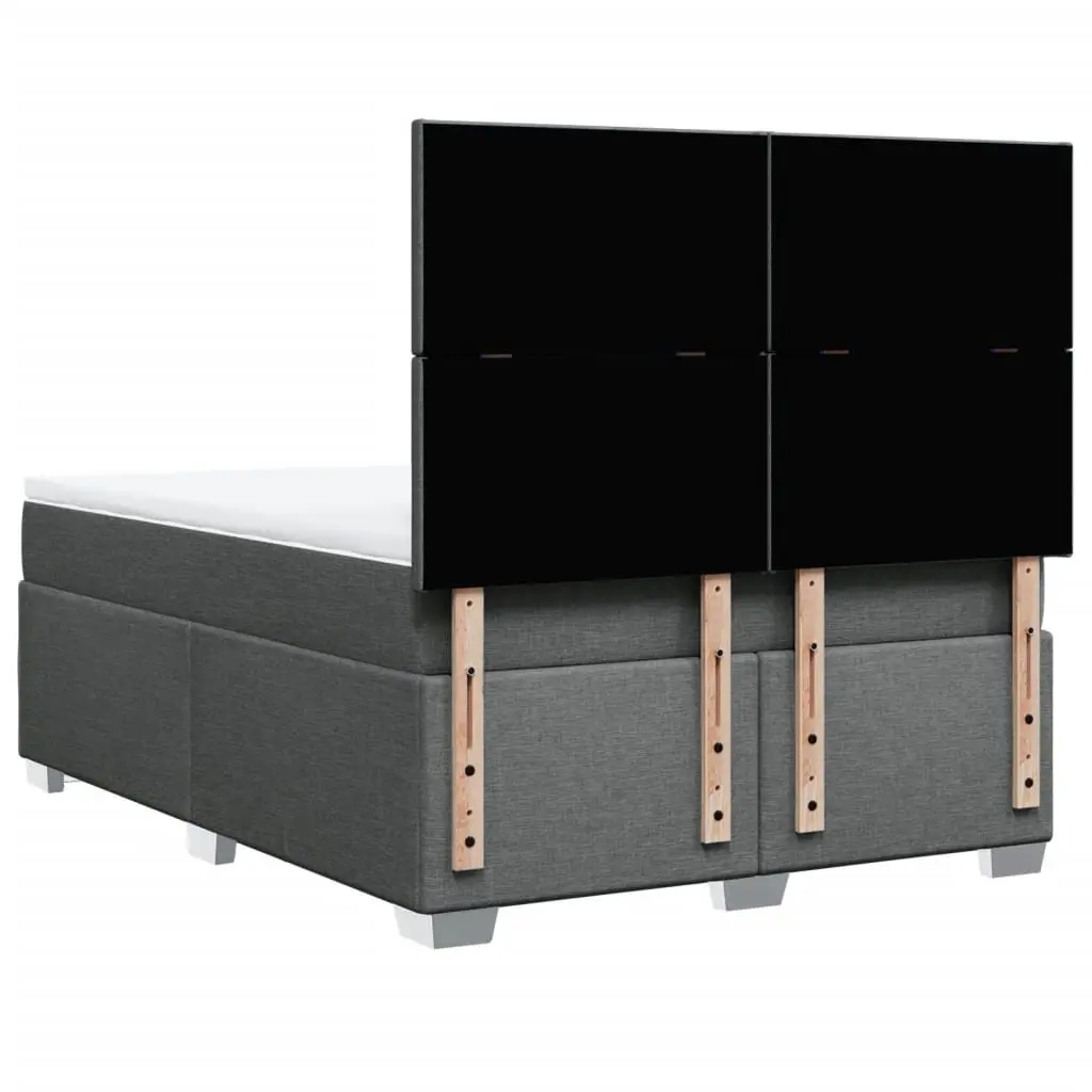 Queen Bed with Pocket Spring Mattress Adjustable Height Headboard Dark Grey
