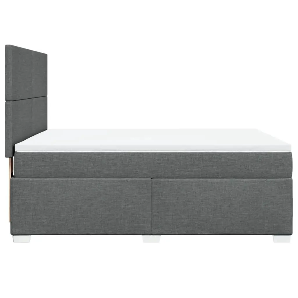 Queen Bed with Pocket Spring Mattress Adjustable Height Headboard Dark Grey
