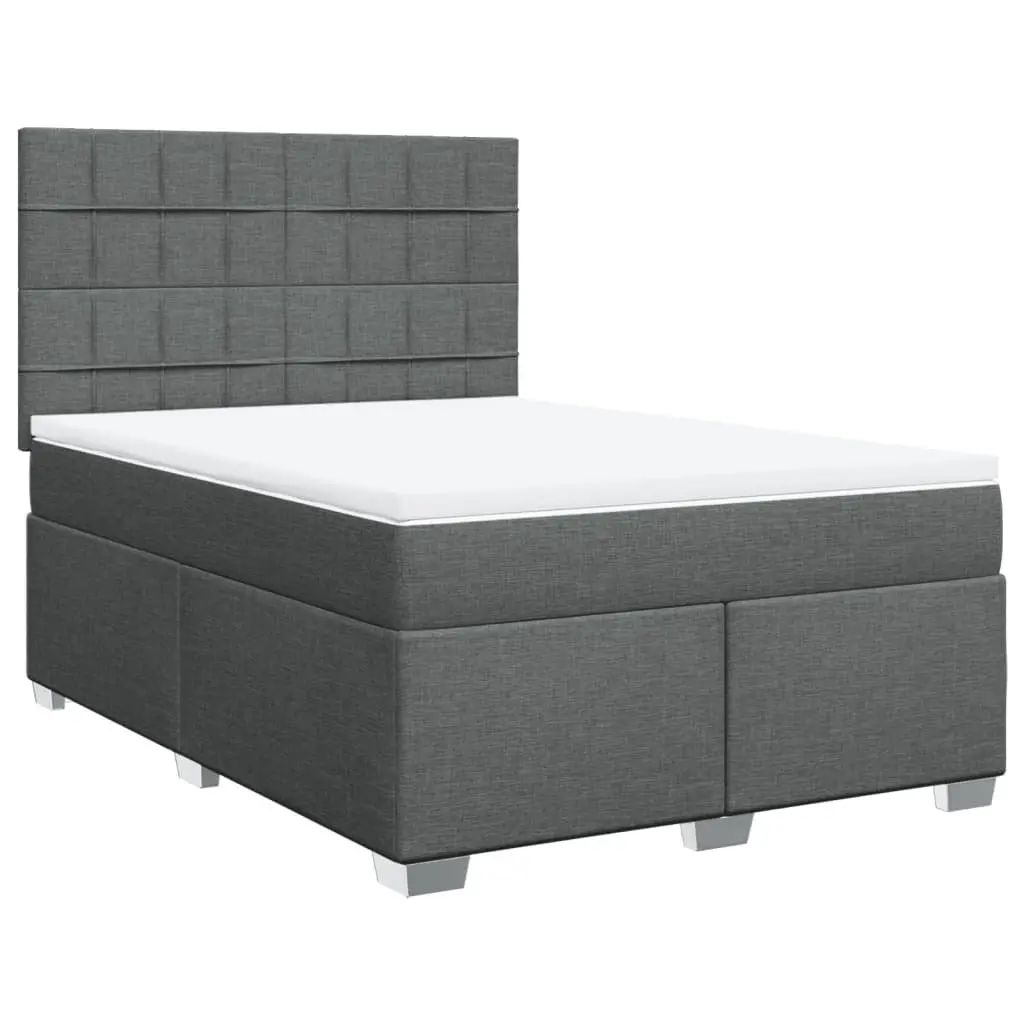 Queen Box Spring Bed with Mattress and Headboard