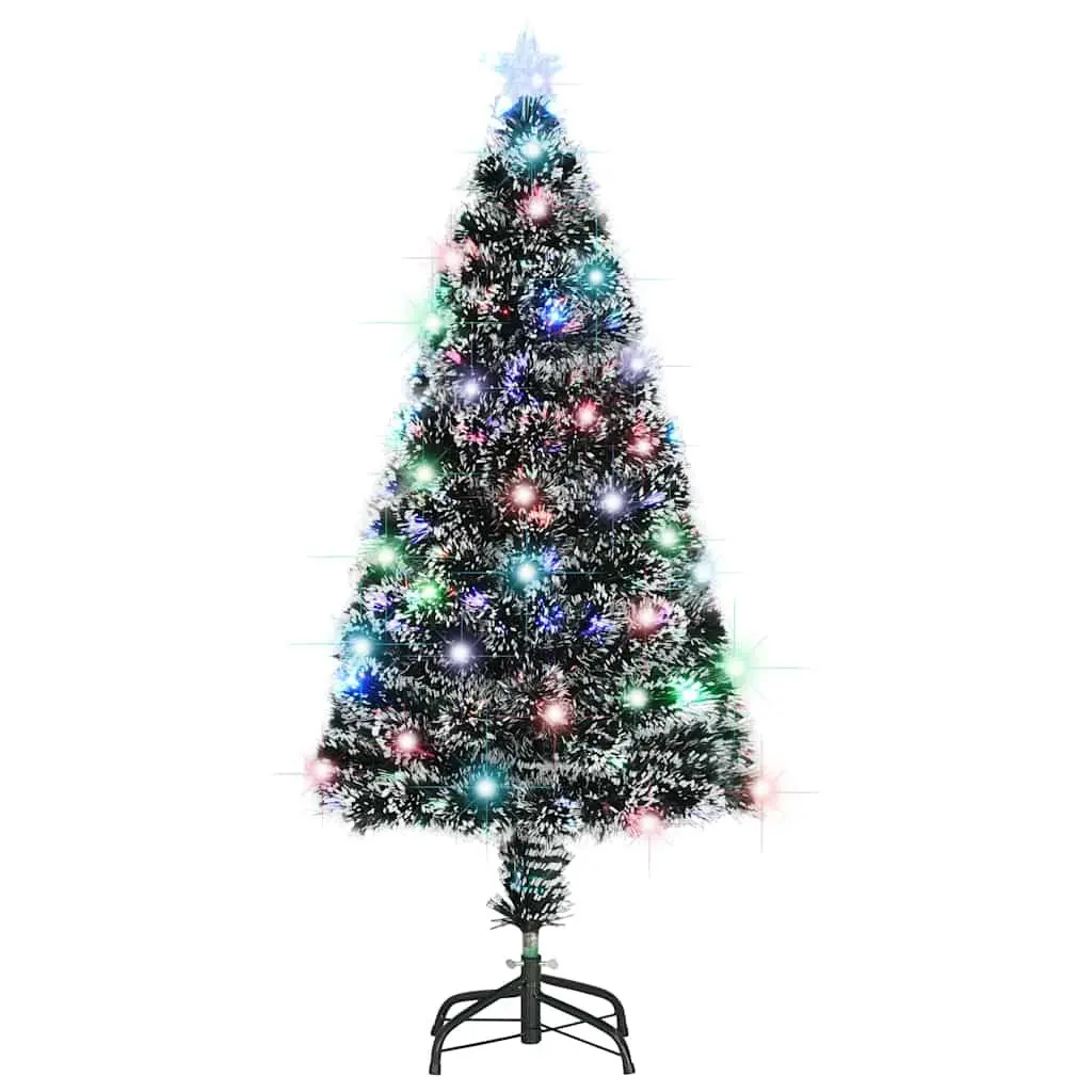 Pre-lit Artificial Christmas Tree 120cm Green Dual Lighting LED Fibre Optic