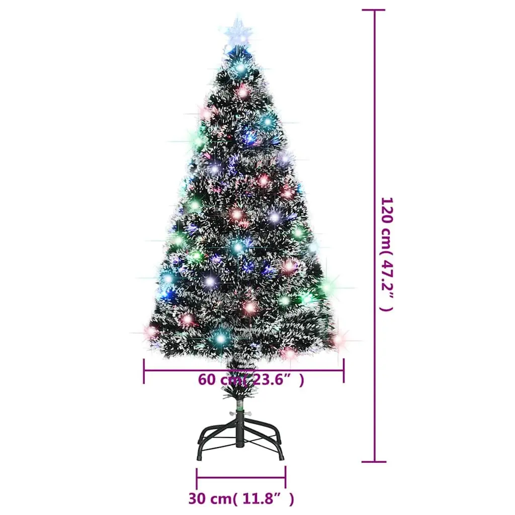 Pre-lit Artificial Christmas Tree 120cm Green Dual Lighting LED Fibre Optic