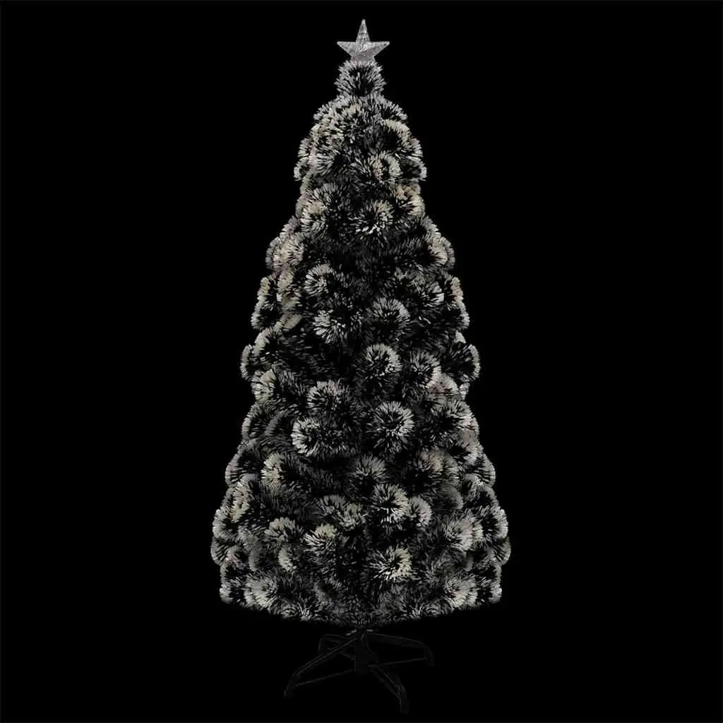 Pre-lit Artificial Christmas Tree 150cm Green White Fibre Optic LED Lights