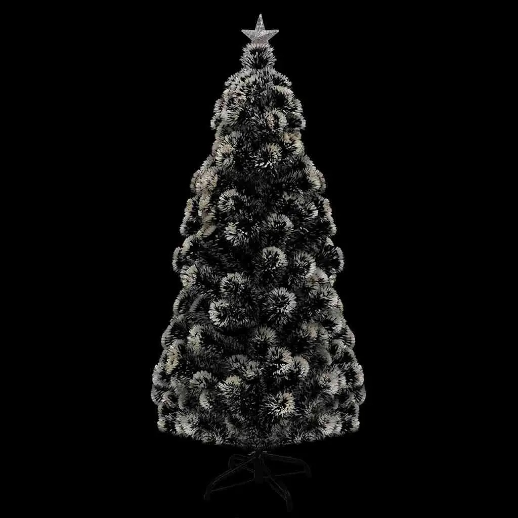 Artificial Christmas Tree Pre-lit Fibre Optic 210cm Green with White Branches LED Lights