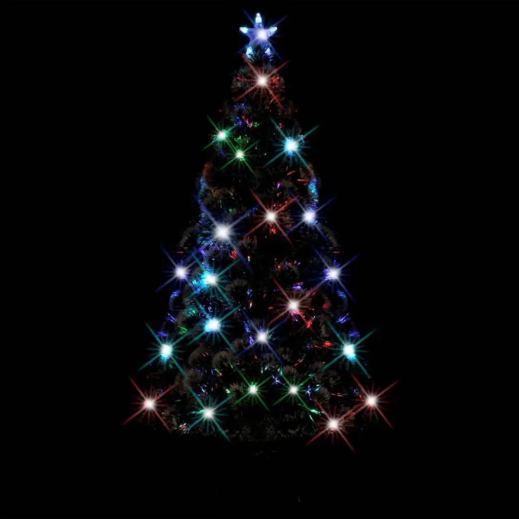 Artificial Christmas Tree Pre-lit Fibre Optic 210cm Green with White Branches LED Lights
