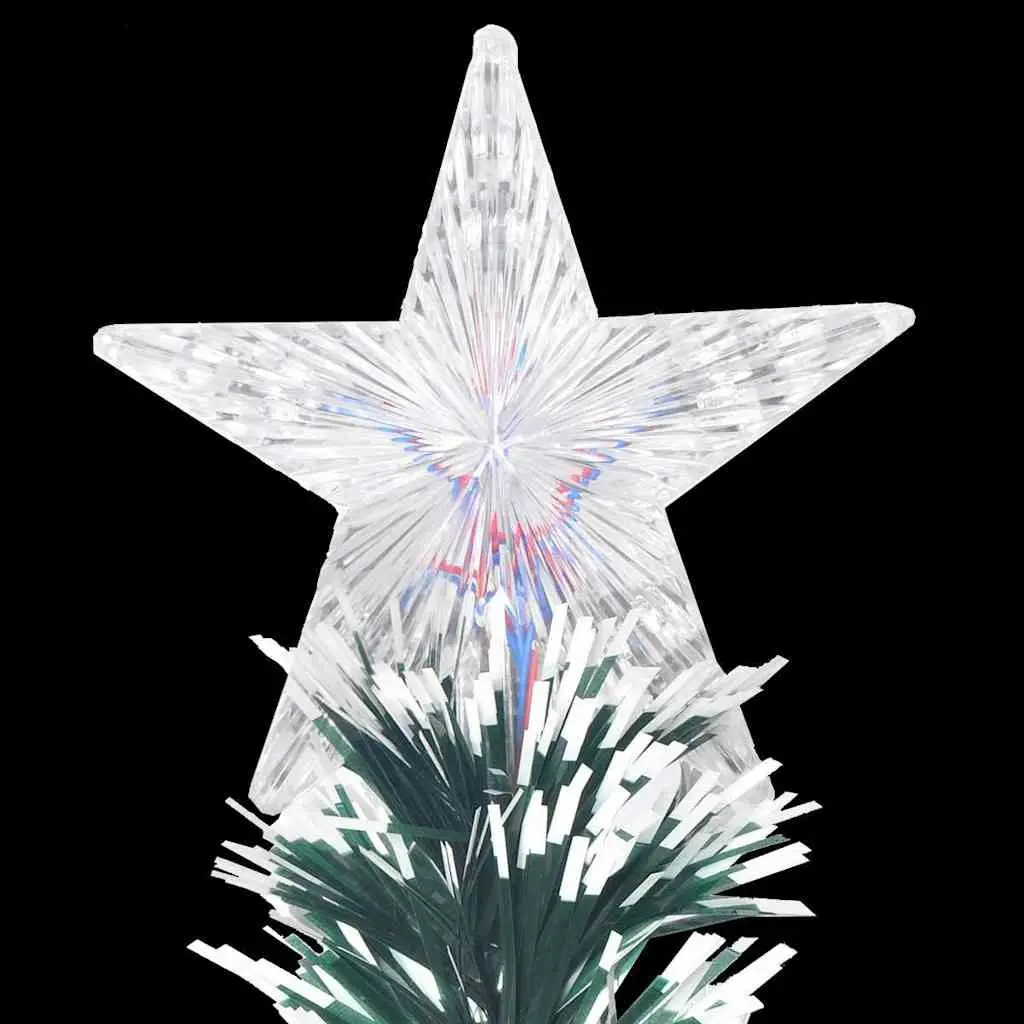 Artificial Christmas Tree Pre-lit Fibre Optic 210cm Green with White Branches LED Lights