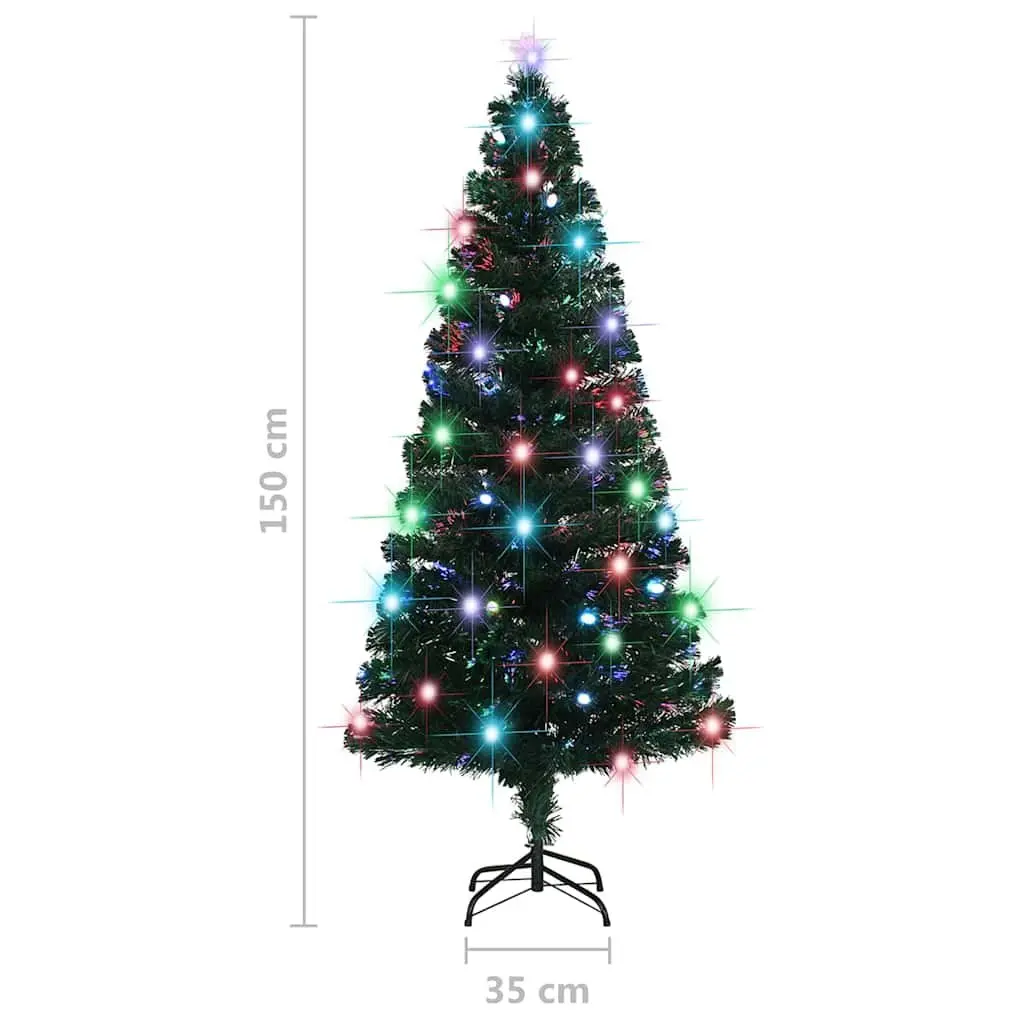 Pre-lit Artificial Christmas Tree 150cm Green Fibre Optic LED Lights